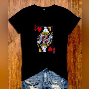 NEW! Black Queen of Hearts Tee. XL